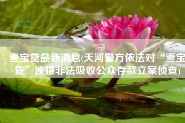 壹宝贷最新消息(天河警方依法对“壹宝贷”涉嫌非法吸收公众存款立案侦查)