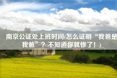 南京公证处上班时间(怎么证明“我爸是我爸”？不知道你就惨了！)