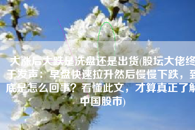 大涨后大跌是洗盘还是出货(股坛大佬终于发声：早盘快速拉升然后慢慢下跌，到底是怎么回事？看懂此文，才算真正了解中国股市)