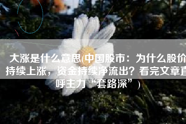 大涨是什么意思(中国股市：为什么股价持续上涨，资金持续净流出？看完文章直呼主力“套路深”)