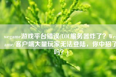 wegame游戏平台错误(LOL服务器炸了？Wegame/客户端大量玩家无法登陆，你中招了吗？)