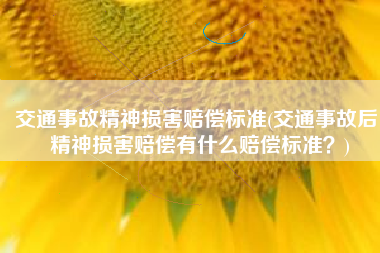 交通事故精神损害赔偿标准(交通事故后，精神损害赔偿有什么赔偿标准？)