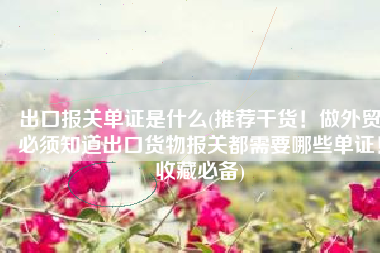 出口报关单证是什么(推荐干货！做外贸必须知道出口货物报关都需要哪些单证！收藏必备)