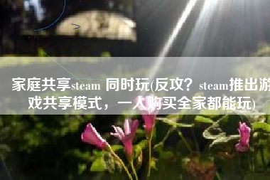 家庭共享steam 同时玩(反攻？steam推出游戏共享模式，一人购买全家都能玩)