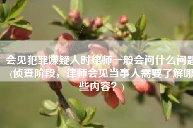 会见犯罪嫌疑人时律师一般会问什么问题(侦查阶段，律师会见当事人需要了解哪些内容？)