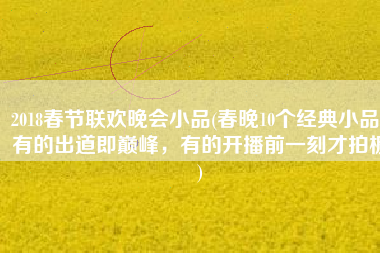 2018春节联欢晚会小品(春晚10个经典小品：有的出道即巅峰，有的开播前一刻才拍板)