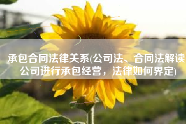 承包合同法律关系(公司法、合同法解读：公司进行承包经营，法律如何界定)