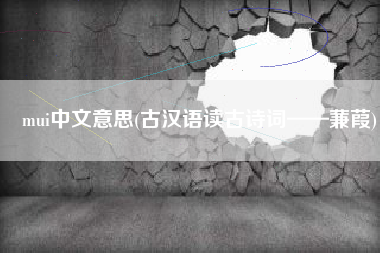 mui中文意思(古汉语读古诗词——蒹葭)