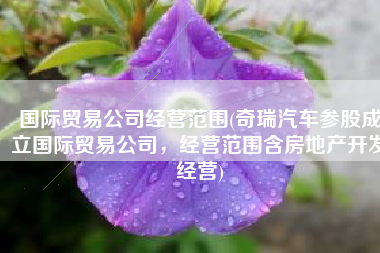 国际贸易公司经营范围(奇瑞汽车参股成立国际贸易公司，经营范围含房地产开发经营)