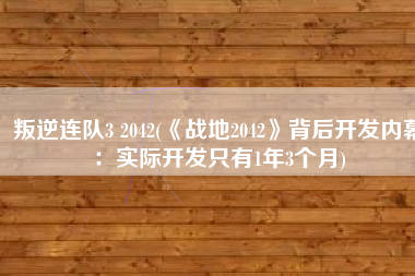 叛逆连队3 2042(《战地2042》背后开发内幕：实际开发只有1年3个月)