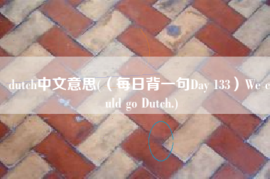 dutch中文意思(（每日背一句Day 133）We could go Dutch.)