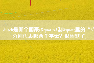 dutch是哪个国家("AA制"里的“A”分别代表哪两个字母？很幽默了)