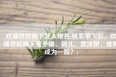 欢瑞世纪旗下艺人排名(杨紫单飞后，欢瑞世纪旗下张予曦、颖儿、袁冰妍，谁将成为一姐？)