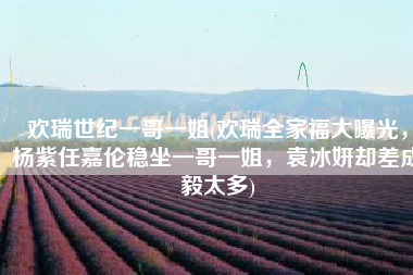 欢瑞世纪一哥一姐(欢瑞全家福大曝光，杨紫任嘉伦稳坐一哥一姐，袁冰妍却差成毅太多)