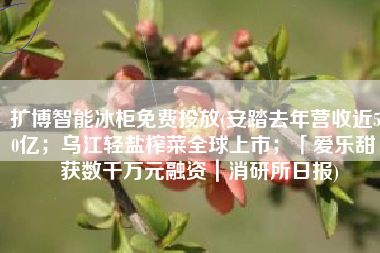 扩博智能冰柜免费投放(安踏去年营收近500亿；乌江轻盐榨菜全球上市；「爱乐甜」获数千万元融资｜消研所日报)