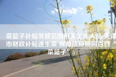 菜篮子补贴发放范围机关工作人员(天津市财政补贴速生菜 保障抗疫期间百姓“菜篮子”)