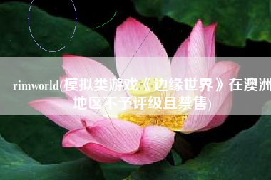 rimworld(模拟类游戏《边缘世界》在澳洲地区不予评级且禁售)