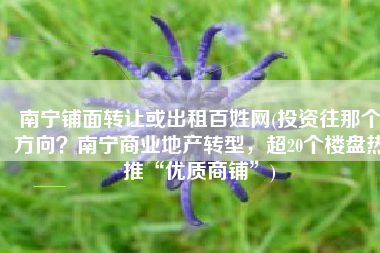 南宁铺面转让或出租百姓网(投资往那个方向？南宁商业地产转型，超20个楼盘热推“优质商铺”)
