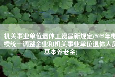 机关事业单位退休工资最新规定(2022年继续统一调整企业和机关事业单位退休人员基本养老金)