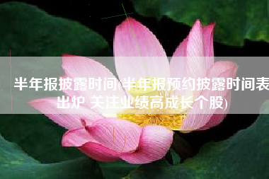 半年报披露时间(半年报预约披露时间表出炉 关注业绩高成长个股)