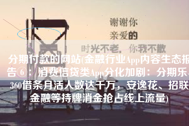 分期付款的网站(金融行业App内容生态报告⑥：消费信贷类App分化加剧：分期乐、360借条月活人数达千万，安逸花、招联金融等持牌消金抢占线上流量)