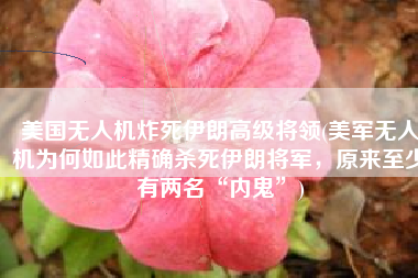 美国无人机炸死伊朗高级将领(美军无人机为何如此精确杀死伊朗将军，原来至少有两名“内鬼”)