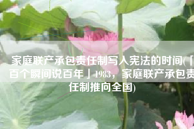 家庭联产承包责任制写入宪法的时间(「百个瞬间说百年」1983，家庭联产承包责任制推向全国)