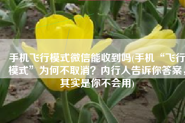 手机飞行模式微信能收到吗(手机“飞行模式”为何不取消？内行人告诉你答案，其实是你不会用)