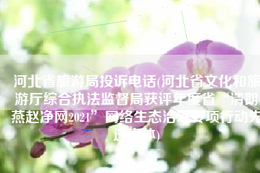 河北省旅游局投诉电话(河北省文化和旅游厅综合执法监督局获评年度省“清朗•燕赵净网2021”网络生态治理专项行动先进集体)