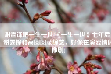 谢霆锋吧一生一世(《一生一世》七年后，谢霆锋和高圆圆录综艺，好像在演爱情偶像剧)