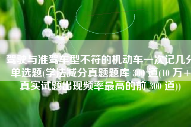 驾驶与准驾车型不符的机动车一次记几分单选题(学法减分真题题库 300 道(10 万+真实试题出现频率最高的前 300 道))