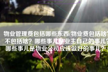 物业管理费包括哪些东西(物业费包括啥？不包括啥？哪些事儿是业主自己的事儿？哪些事儿是物业公司应该做好的事儿？)