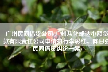 广州民间借贷公司(广州从化成达小额贷款有限责任公司申请执行李彩红、陈日强民间借贷纠纷一案)