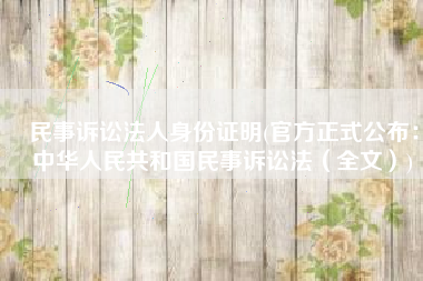 民事诉讼法人身份证明(官方正式公布：中华人民共和国民事诉讼法（全文）)