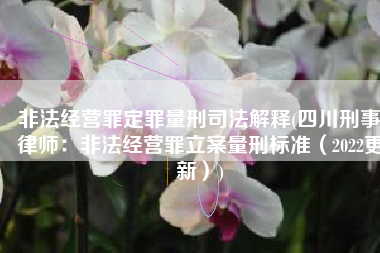 非法经营罪定罪量刑司法解释(四川刑事律师：非法经营罪立案量刑标准（2022更新）)