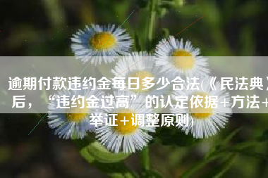 逾期付款违约金每日多少合法(《民法典》后，“违约金过高”的认定依据+方法+举证+调整原则)