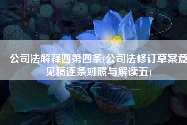 公司法解释四第四条(公司法修订草案意见稿逐条对照与解读五)