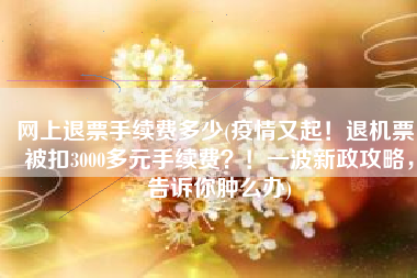 网上退票手续费多少(疫情又起！退机票，被扣3000多元手续费？！一波新政攻略，告诉你肿么办)