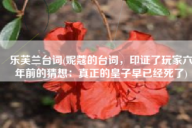 乐芙兰台词(妮蔻的台词，印证了玩家六年前的猜想：真正的皇子早已经死了)