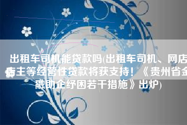 出租车司机能贷款吗(出租车司机、网店店主等经营性贷款将获支持！《贵州省金融助企纾困若干措施》出炉)
