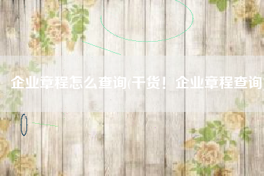 企业章程怎么查询(干货！企业章程查询)