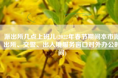 派出所几点上班儿(2022年春节期间本市派出所、交警、出入境服务窗口对外办公时间)