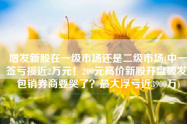 增发新股在一级市场还是二级市场(中一签亏损近2万元！200元高价新股开盘破发，包销券商要哭了？最大浮亏近3900万)