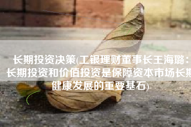 长期投资决策(工银理财董事长王海璐：长期投资和价值投资是保障资本市场长期健康发展的重要基石)