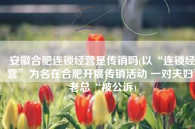 安徽合肥连锁经营是传销吗(以“连锁经营”为名在合肥开展传销活动 一对夫妇”老总“被公诉)