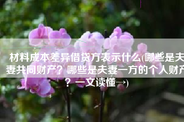 材料成本差异借贷方表示什么(哪些是夫妻共同财产？哪些是夫妻一方的个人财产？一文读懂→)