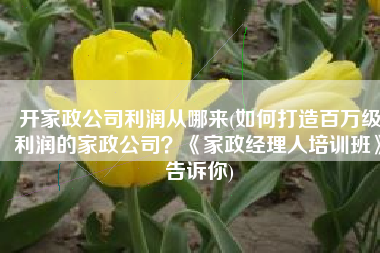 开家政公司利润从哪来(如何打造百万级利润的家政公司？《家政经理人培训班》告诉你)