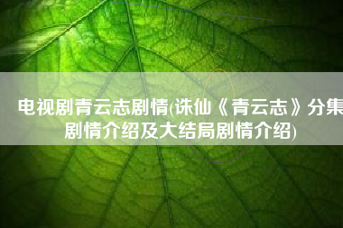 电视剧青云志剧情(诛仙《青云志》分集剧情介绍及大结局剧情介绍)