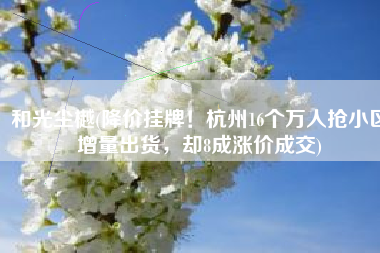 和光尘樾(降价挂牌！杭州16个万人抢小区增量出货，却8成涨价成交)