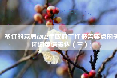 签订的意思(2022年政府工作报告要点的关键词英语表达（三）)